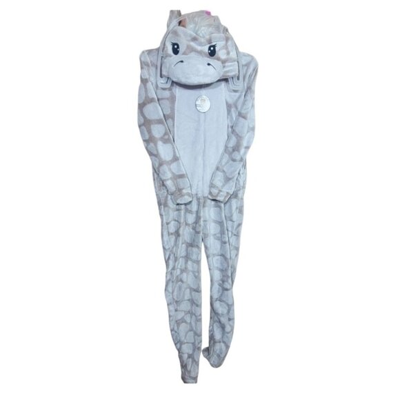 Giraffe Print XS Hooded Fleece Onesie Pajamas With Pockets Secret Treasures - Picture 1 of 11